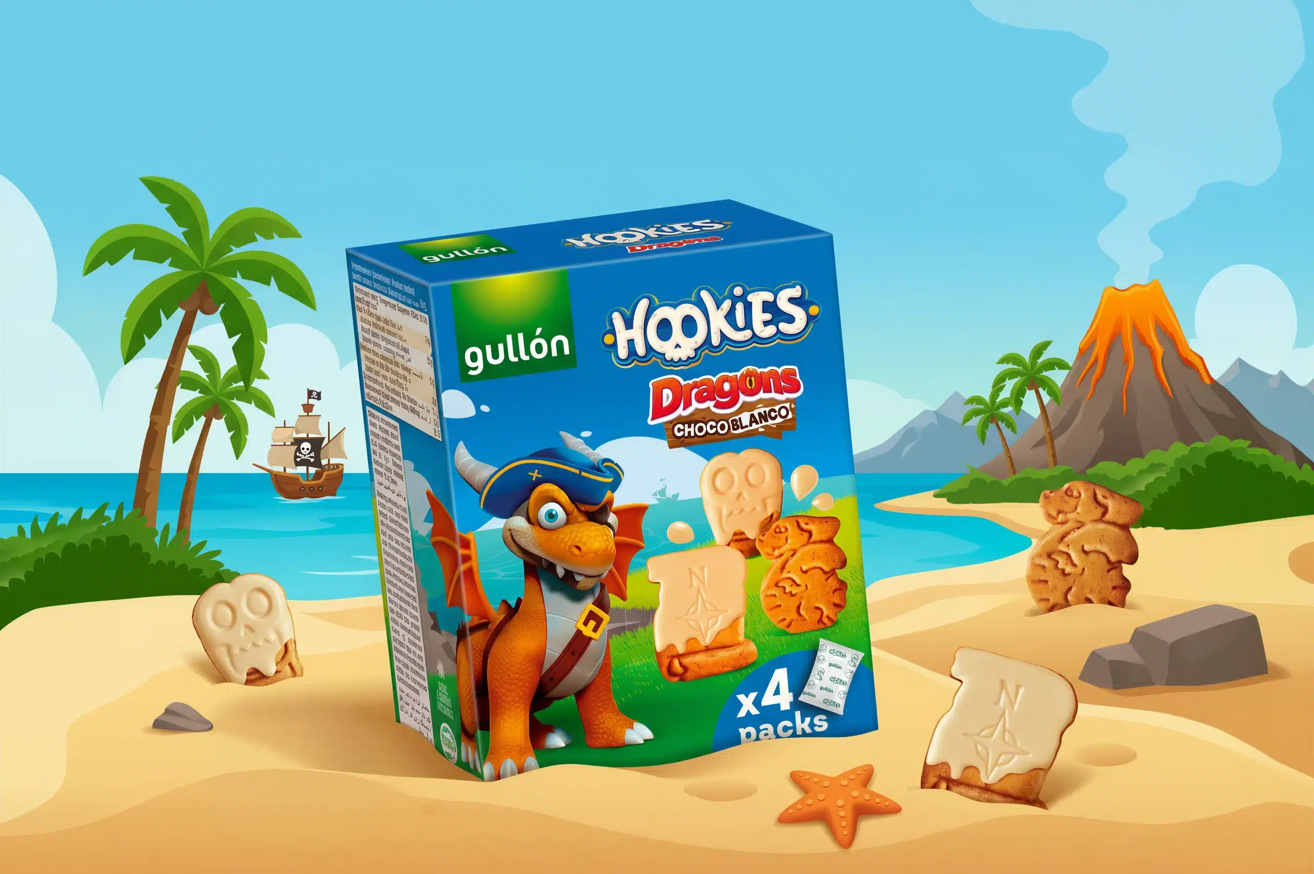 Galletas Gullon Infantiles Hookies Dragons Chocolate blanco