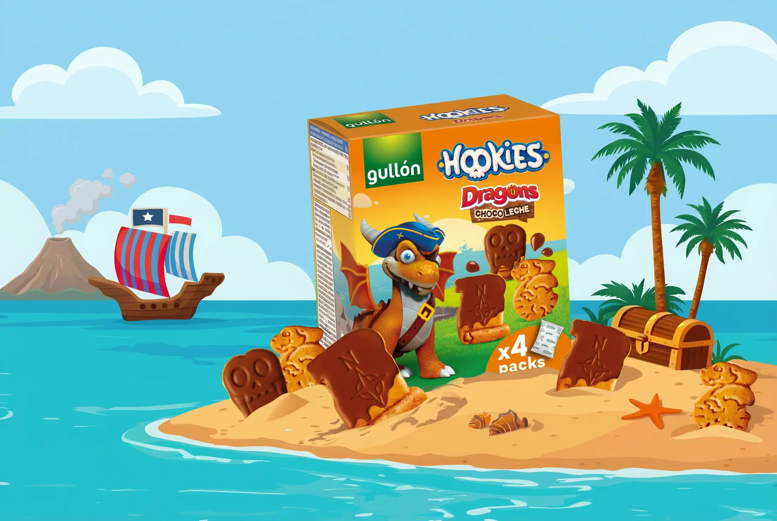 Galletas Gullon Infantiles Hookies Dragons Chocolate con leche Galletas Gullon Infantiles Hookies Dragons Chocolate con leche