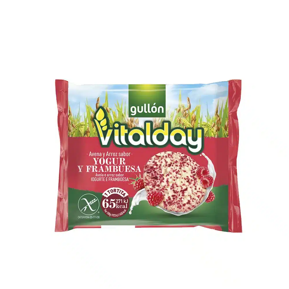Paquete de Tortitas de Avena y Arroz con Yogur y Frambuesa Vitalday